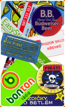 Promotion materials - buttons, easy stick, self-adhesive labels